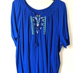 Catherines 5x Blue Blouse lightweight